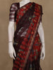 Maroon and Red Checked Floral Design Cotton Saree