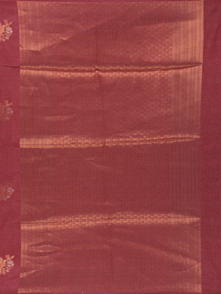 Maroon floral Design Semi Tissue Saree - Diadem