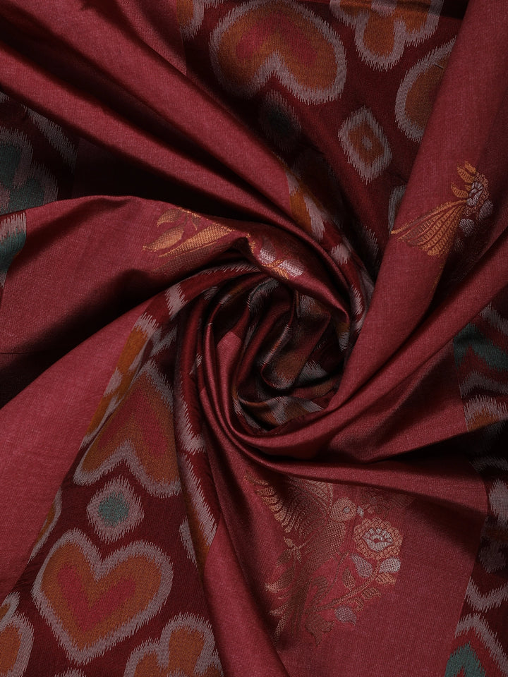 Maroon floral Design Semi Tissue Saree - Diadem