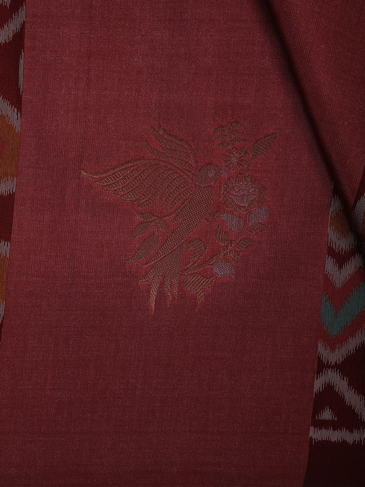 Maroon floral Design Semi Tissue Saree - Diadem