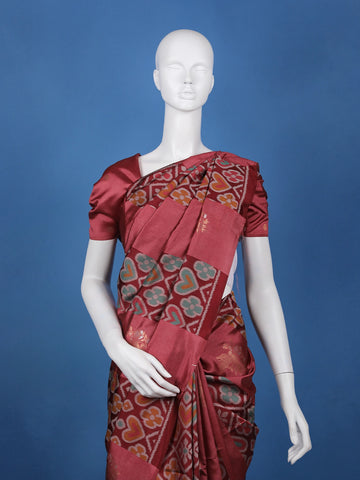 Maroon floral Design Semi Tissue Saree - Diadem