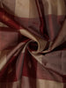 Maroon with Beige Checked Woven Design Pure Kanchipuram Silk Saree with Zari Border