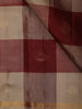 Maroon with Beige Checked Woven Design Pure Kanchipuram Silk Saree with Zari Border