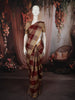 Maroon with Beige Checked Woven Design Pure Kanchipuram Silk Saree with Zari Border