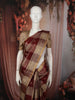Maroon with Beige Checked Woven Design Pure Kanchipuram Silk Saree with Zari Border