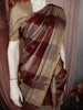 Maroon with Beige Checked Woven Design Pure Kanchipuram Silk Saree with Zari Border