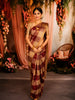 Maroon with Beige Checked Woven Design Pure Kanchipuram Silk Saree with Zari Border