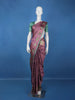 Mauve Floral Printed Tussar Silk Saree With Contrast Green Blouse