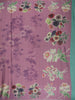 Mauve Floral Printed Tussar Silk Saree With Contrast Green Blouse