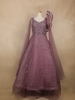 Mauve Floral Sequins Embroidered Net Gown