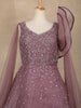 Mauve Floral Sequins Embroidered Net Gown