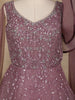 Mauve Floral Sequins Embroidered Net Gown