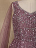 Mauve Floral Sequins Embroidered Net Gown