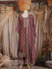 Mauve Floral Woven Design Banarasi Silk Straight Cut Salwar Suit with Dupatta