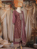 Mauve Floral Woven Design Banarasi Silk Straight Cut Salwar Suit with Dupatta