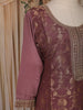 Mauve Floral Woven Design Banarasi Silk Straight Cut Salwar Suit with Dupatta