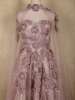 Mauve Pink Floral Appliqué Embellished Net Designer Gown
