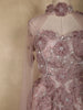 Mauve Pink Floral Appliqué Embellished Net Designer Gown