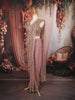 Mauve Pink Heavy Sequins and Beads Embroidered Design Net Party Wear Ready To Wear Saree with Stitched Designer Blouse
