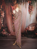 Mauve Pink Heavy Sequins and Beads Embroidered Design Net Party Wear Ready To Wear Saree with Stitched Designer Blouse