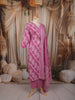 Mauve Pink Ikat Printed Design Pure Cotton Straight Cut Salwar Suit with Matching Dupatta