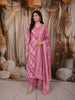 Mauve Pink Ikat Printed Design Pure Cotton Straight Cut Salwar Suit with Matching Dupatta