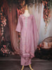 Mauve Pink Leaf Embroidered Design Tissue Straight Cut Salwar Suit