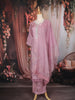 Mauve Pink Leaf Embroidered Design Tissue Straight Cut Salwar Suit