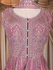 Mauve Pink Mirror and Thread Embroidered Design Tissue Peplum Palazzo Suit