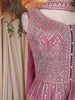 Mauve Pink Mirror and Thread Embroidered Design Tissue Peplum Palazzo Suit