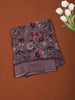 Mauve Purple Floral Printed Design Chiffon Casual Saree with Striped Border