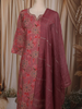 Mauve Purple Floral Printed Design Cotton Straight Cut Salwar Suit with Dupatta