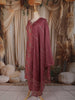 Mauve Purple Floral Printed Design Cotton Straight Cut Salwar Suit with Dupatta
