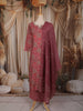 Mauve Purple Floral Printed Design Cotton Straight Cut Salwar Suit with Dupatta