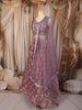 Mauve Purple Floral Sequins Embroidered Design Crepe Lehenga with Dupatta