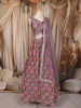 Mauve Purple Floral Sequins Embroidered Design Crepe Lehenga with Dupatta