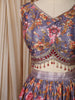 Mauve Purple Floral Sequins Embroidered Design Crepe Lehenga with Dupatta