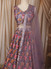 Mauve Purple Floral Sequins Embroidered Design Crepe Lehenga with Dupatta