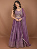 Mauve Purple Floral Sequins and Beads Embroidered Design Tissue Fancy Lehenga with Matching Dupatta