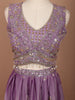 Mauve Purple Floral Sequins and Beads Embroidered Design Tissue Fancy Lehenga with Matching Dupatta