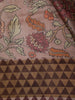 Mauve Purple Floral Vine Woven Design Pure Tussar Saree with Geometric Border