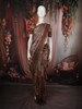 Mauve Purple Floral Vine Woven Design Pure Tussar Saree with Geometric Border