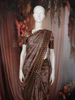 Mauve Purple Floral Vine Woven Design Pure Tussar Saree with Geometric Border