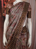 Mauve Purple Floral Vine Woven Design Pure Tussar Saree with Geometric Border