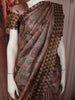 Mauve Purple Floral Vine Woven Design Pure Tussar Saree with Geometric Border
