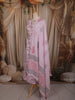 Mauve Purple Floral Wine Printed Design Cotton Anarkali Salwar Suit with Dupatta