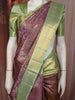 Mauve Purple Floral Zari Woven Design Pure Kanchipuram Silk Saree with Contrast Zari Border