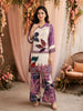 Mauve Purple Leaf Zardozi Embroidered Design Cotton Straight Cut Salwar Suit