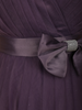Mauve Purple Pleated Design with Bow Embellishment Net Party Wear Gown