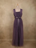 Mauve Purple Pleated Design with Bow Embellishment Net Party Wear Gown